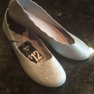 Silver sparkle flats
